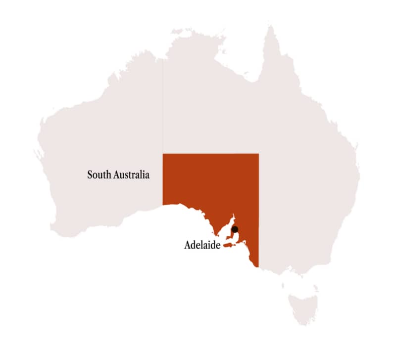 Map of Australia and South Australia
